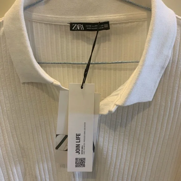 Zara White Ribbed T-shirt - Picture 4 of 5
